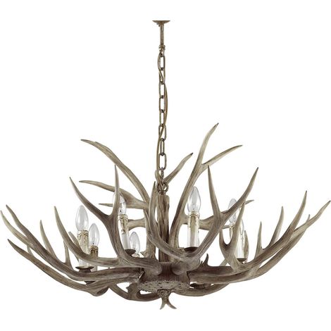 Ideal Lux Chalet - Lámpara colgante de 8 luces Marrón claro, E14 (1/2)
