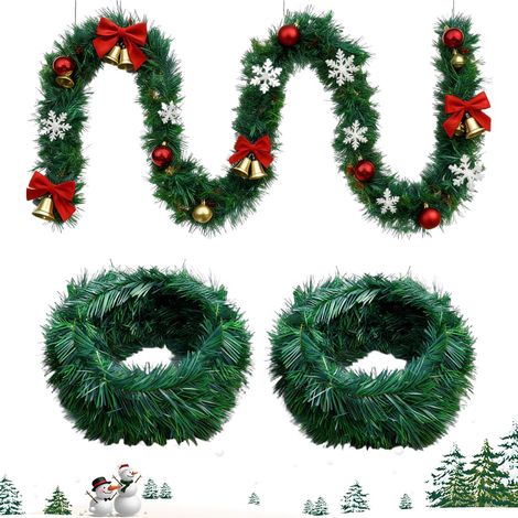 Guirlande Verte Sapin 11M, Guirlande Sapin de Noel Artificiel, 2 Pièces 5.5m Décoration Verte De Guirlandes De Noël, pour Escalier, Porte, Cheminée À l'intérieur et à l'extérieur Décoration Noël (1/5)