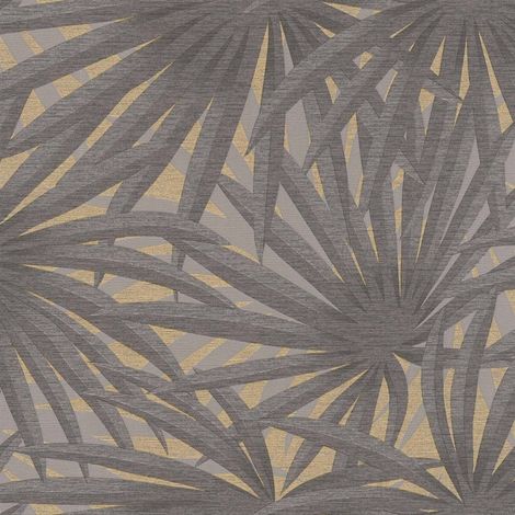 BRICOFLOR Papier peint Gris | Papier peint Feuille & Palmier, Jungle & Tropical - 10,05 x 0,53 m (1/5)