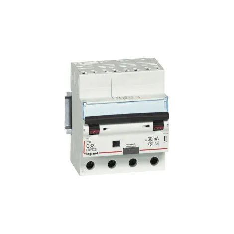 Disjoncteur différentiel monobloc DX³6000 10kA arrivée haute automatique départ bas à vis 4P 400V - 32A - typeA 30mA - LEGRAND