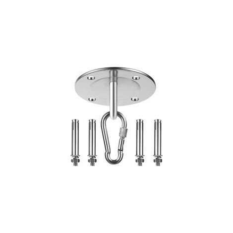 support de hamac en acier inoxydable plateau de fixation sac de sable boucle de fixation support de charge plateau de suspension rond - plateau de fixation + 4 x clous à expansion m8 + 1 x boucl (1/4)