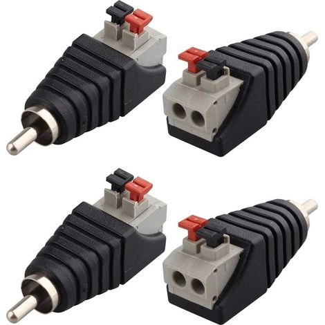 Lot de 4 Phono Haut-Parleur RCA mâle et Femelle vers AV 2 bornes Femelle vidéo Audio, 5.52.1mm (1/4)