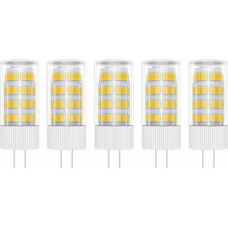 5 lampade LED G4 da 5W, 51 LED SMD 2835, luce bianca calda 3000K, 500LM, equivalenti a lampade alogene da 50W, alimentazione AC/DC 12V [Classe energetica A+].