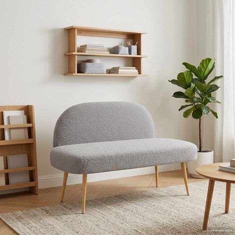 vidaXL Banc rembourré avec dossier Gris clair 110 x 60 x 76 cm Bouclé