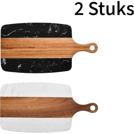 Set of 2 two-tone acacia wood cutting boards for cooking and cheese (1/5)