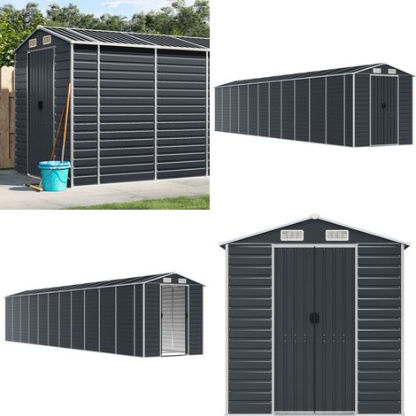 Gerätehaus Anthrazit 191x980x198 cm Verzinkter Stahl - Geräteschuppen - Gartenhaus - Werkzeuglager - Außenaufbewahrung - Anthrazit - Home & Living