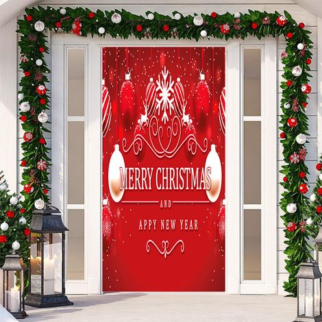 Nouvelle décoration de porte adhésive pour Noël, tissu à suspendre, toile de fond pour décoration de fête, tapisserie pour porte de chambre, largeur de porte - SDMT-035 - 110180cm