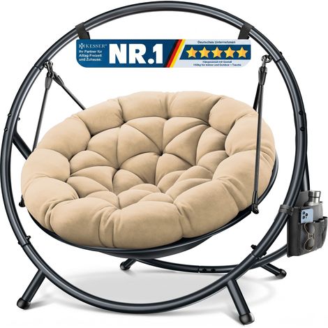 KESSER® Fauteuil suspendu BALI avec structure, jusqu'à 150 kg - beige (1/5)