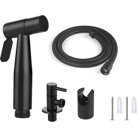Shower head with bidet function, accessories included, black (1/5)