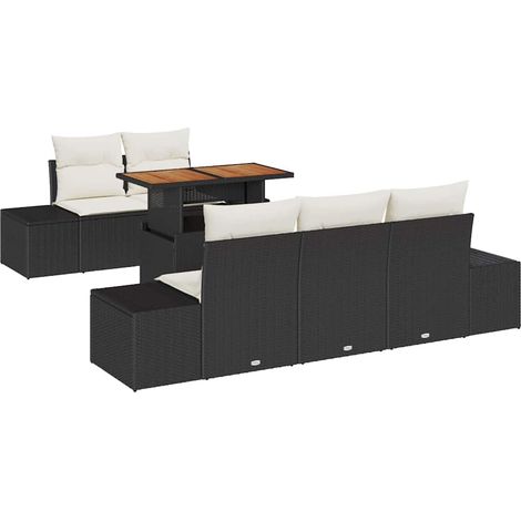 Garden Sofa Set with Storage 6 pcs Black Poly rattan vidaXL