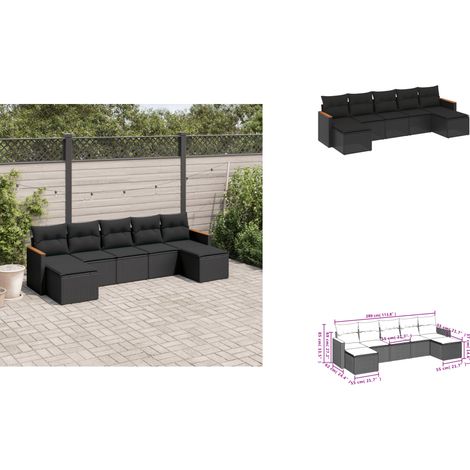 Salon de jardin 7 pcs avec coussins noir résine tressée - Ensemble Salon De Jardin - Salon De Jardin Extérieur - Meuble De Jardin - Mobilier De Jardin - Résine Tressée (1/3)