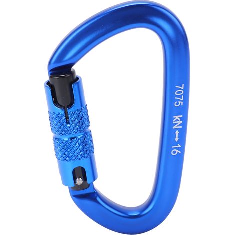 Mousqueton aluminium à verrouillage automatique, clip en D avec verrouillage par torsion, pour randonnée (bleu n°9, verrouillage automatique) (1/5)
