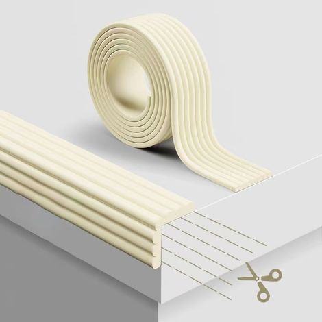 Universel Rouleau en Mousse,200cm x 80mm x 8mm, Epaissir Mousse Antichoc Sécurité pour Bébé Kits,Protection des Bords Autocollante,Beige