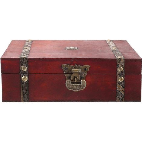 Boîte à bijoux en bois marron, organisateur, coffret de rangement vintage pour bibelots avec détails en cuivre, multifonctionnel pour la maison et le bureau, cosmétiques (1/5)
