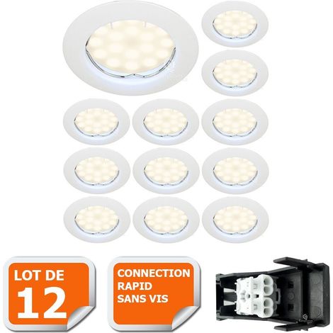 Lot de 12 Spot LED complet rond fixe éq. 50W blanc chaud (1/6)