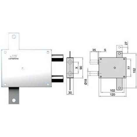 1PZ DEVIATORE DOPPIO PERNO A PIASTRA - DX (201/50)