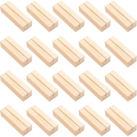 20 portatarjetas de madera con números y nombres de mesa, etiquetas para comida y notas con fotos para bodas. (1/5)