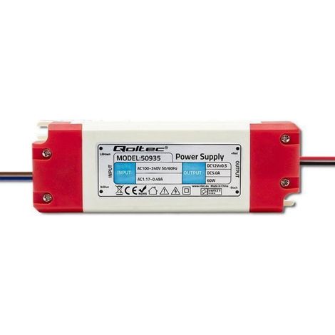 Alimentation LED - Driver 60 W - 12 V - 5 A - Entrée 100-240 V AC - IP20 - Pour Éclairage Intérieur - 1 Pièce (1/4)