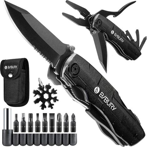 Multitool Taschenmesser mit 18 Funktionen, Edelstahl, Geschenk für Männer
