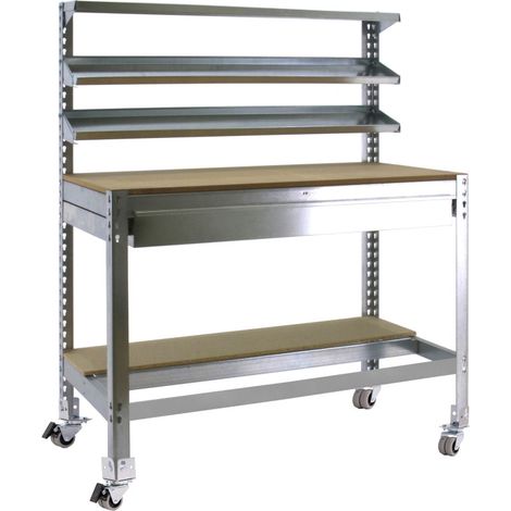 Simonrack Banco de travail moderne gris métal et bois (1/2)