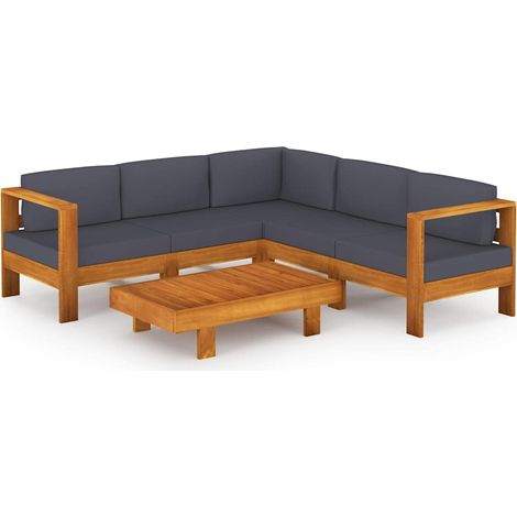 Maison Exclusive - Set Divani Giardino 6 Posti Cuscini Grigi Scuro Massello Acacia (1/5)
