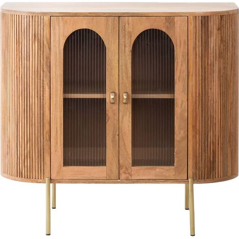 Vitrine arrondie vitrée en bois de manguier Maria (1/5)