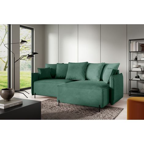Ecksofa Schlafsofa BETTO Stoff Now or Never Grün Ottomane Rechts (1/4)