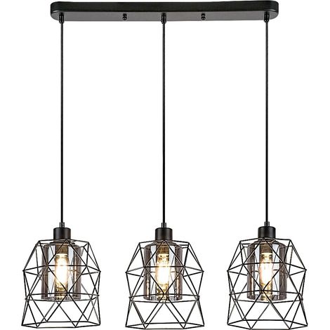 Lampe suspendue Emrys Metal Matt Black teinté E27 3 x Max.40W L: 57,5 cm H: 180 cm Ø20 cm Dimmable (1/5)