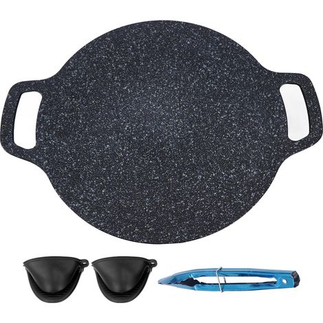 Poêle griller ronde coréenne – aluminium antiadhésif – 30cm – avec gant anti-brûlure + clip alimentaire