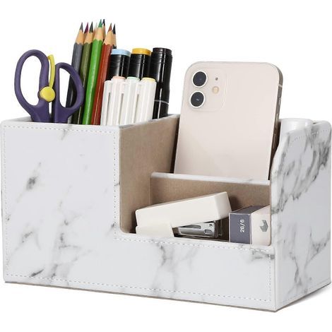 Desk organizer - Pencil holder - Office accessories - Office supplies - Decoration (Marble) (1/5)