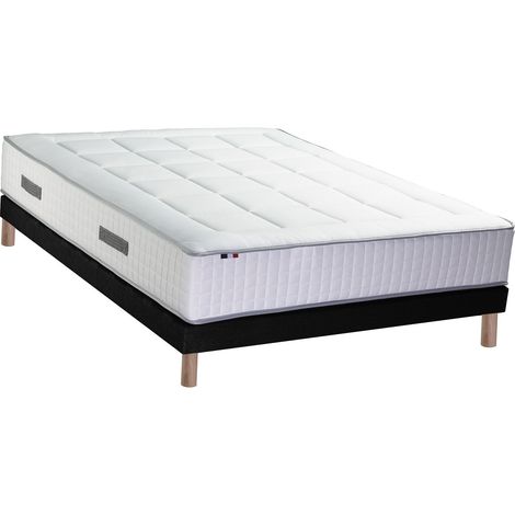Ensemble matelas ressorts 7 zones BELLAGIO 2 mémoire de forme et sommier 140 x 190 Sommier Noir (1/5)