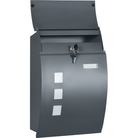 Boîte aux lettres serrure. Acier galvanisé. Fente 30 cm. Grise. (1/5)