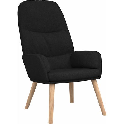 Chaise de relaxation de salon rembourrée en tissu pieds en bois Noir 70 x 77 x 98 cm (1/5)