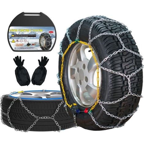 Catene da neve automatiche, 2 pezzi x 12 mm, montaggio rapido in 1 minuto con tenditore automatico, catena di trazione di emergenza universale per auto, pick-up e SUV (HKN 130) (1/4)