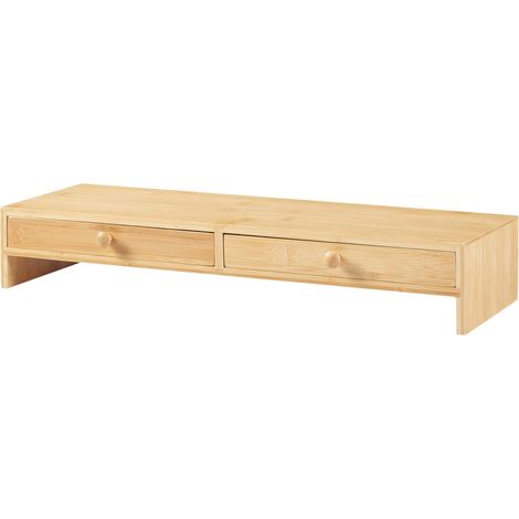 Elevador de monitor de bambú con 2 cajones 56 x 18 x 10 cm natural 030010518