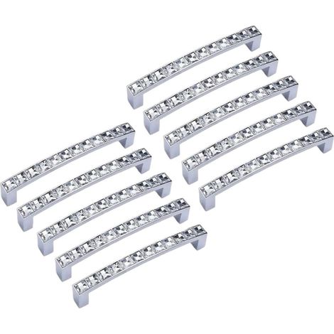 10 poignées en cristal massif ornées de strass pour meubles (1/5)