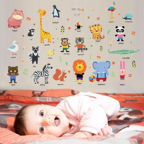 Stickers muraux animaux de dessin animé pour la décoration de la maison et de la maternelle (1/5)