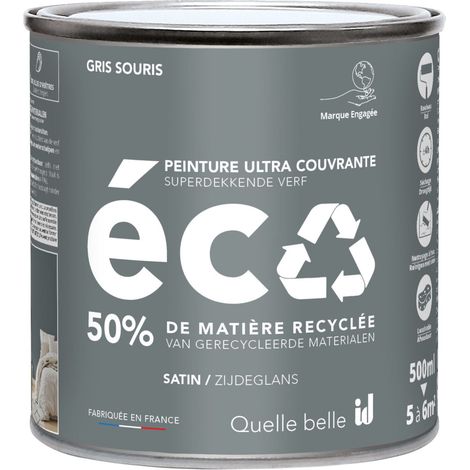 PEINTURE ECO SATIN GRIS SOURIS 500ML - ID PARIS (1/3)