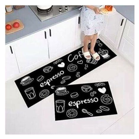 Set of 2 non-slip kitchen mats - Absorbent for water and oil, dust-resistant (40x60 cm + 40x120 cm) (1/4)