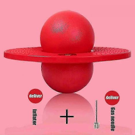 Pogo-Ball mit Griff und Pumpe – Hüpfspielzeug für Kinder und Erwachsene, max. Belastbarkeit 100 kg, inklusive Luftpumpe zum einfachen Aufpumpen Rot Runden (1/5)