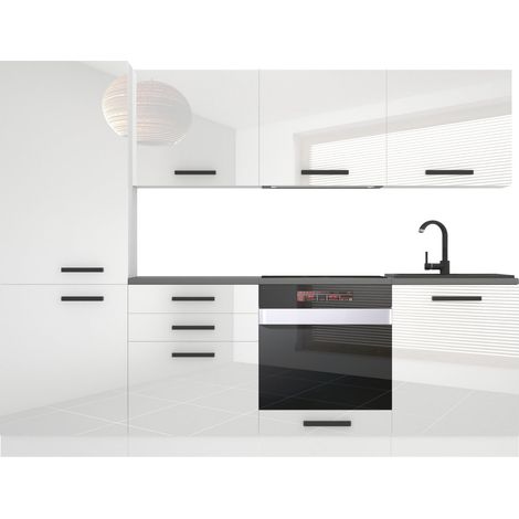 Belini Cuisine Equipee Complete Sandy Muebles de Cuisine Complets - 240 cm. Cuisine Complete sans Plan de Travail, Blanc très Brillant (1/4)