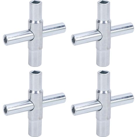 Lot de 4 clés à 4 voies pour robinet de cour et vanne, clé de tuyau extérieur galvanisée argent 1/4 9/32 5/16 11/32 pouces (1/5)