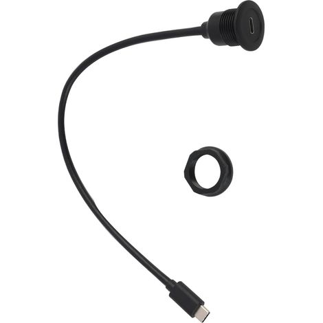 30 cm langes 5-Gbit/s-USB-Typ-C-3.0-Einbauadapterkabel, 60-W-PD-Schnellladung, weiblicher Typ-C-3.0-Ladeanschluss mit männlichem Stecker, für Armaturenbretter in Autos, Booten und Wohnmobilen (1/5)