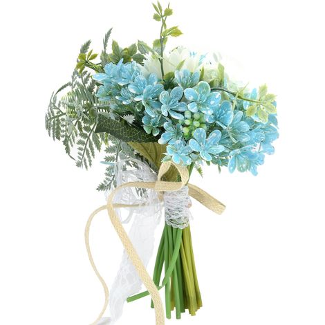 Bouquet de mariée en fleurs artificielles en plastique pour la décoration de la scène de mariage, du salon ou de la chambre. (1/5)