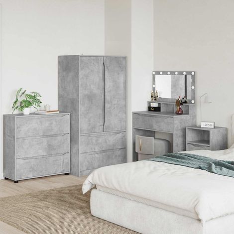 Armoire de rangement à 3 tiroirs en bois d’ingénierie gris béton 80 x 31 x 81 cm - PANGIVO (1/5)