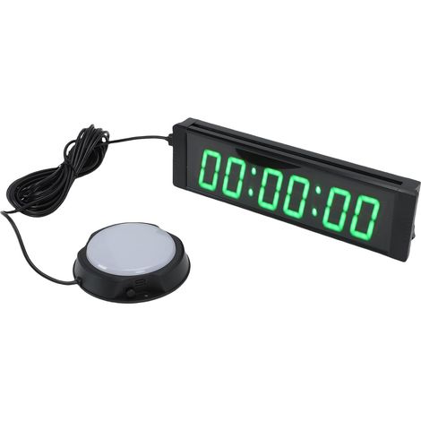 1.5 Inch 6-Digit LED Gym Timer for Home Gym, Garage, Boxing  Countdown Timer, Wired Remote Control, Green Aluminum Frame (1/5)