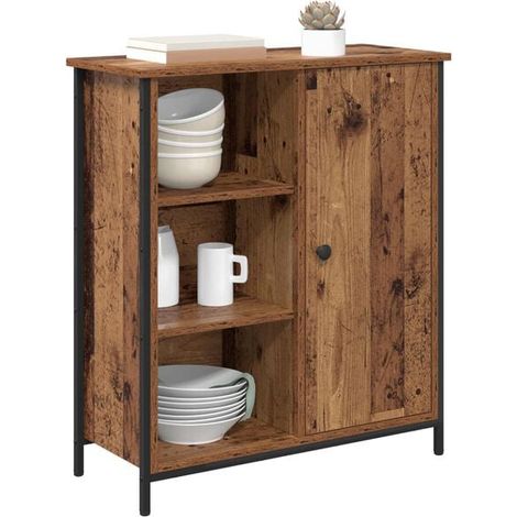 Buffet de Cuisine en Bois Vintage, Meuble de Rangement 70x30x80 cm, Panneau d'Ingénierie Durable, Étagère de Salon avec Design Rétro (1/5)