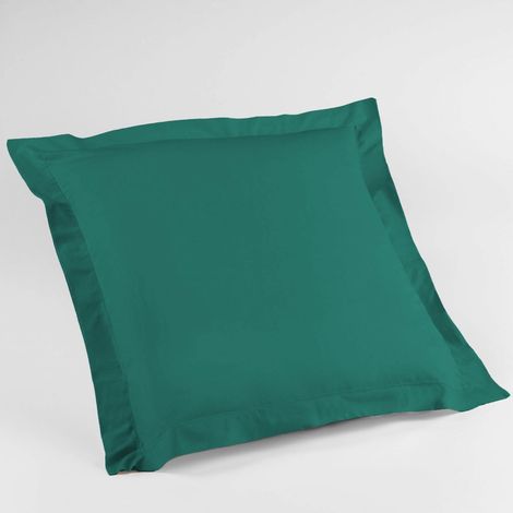 Taie d'oreiller vp 63 x 63 cm uni bio 57 fils gots biolina +p. bourdon Emeraude (1/5)