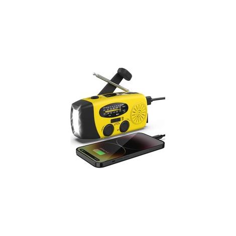 Radio AM/FM portable à énergie solaire, rechargeable, avec port USB, idéale pour le camping et les voyages, (1/5)