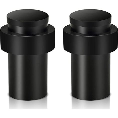 CSPARKV 2er-Pack robuste Türstopper aus Edelstahl für Fußleisten, moderne Türstopper aus schwarzem Gummi mit Schalldämpfer